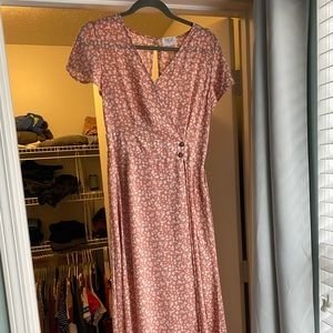 Medium pink floral midi dress